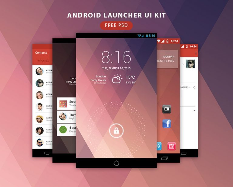 Android Launcher UI Kit Free PSD – Download PSD Kustomisasi UI Android Pakai Launcher Paling Ringan